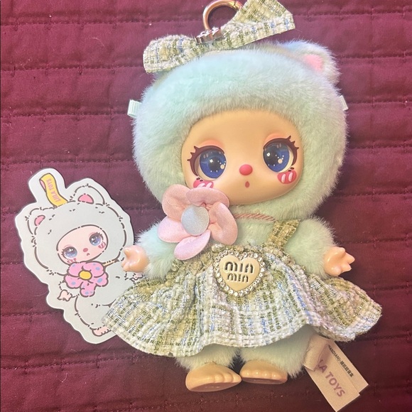 Mint Green Plush Doll with Tweed 👗 - Picture 2 of 6